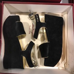 Salvatore Ferragamo black platform shoes